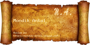 Mondik Antal névjegykártya